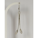 Silver Steed Flower Stem Dangling Earrings Earrings