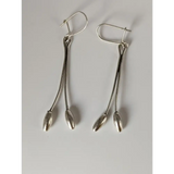 Silver Steed Flower Stem Dangling Earrings Earrings