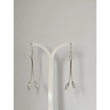 Silver Steed Flower Stem Dangling Earrings Earrings