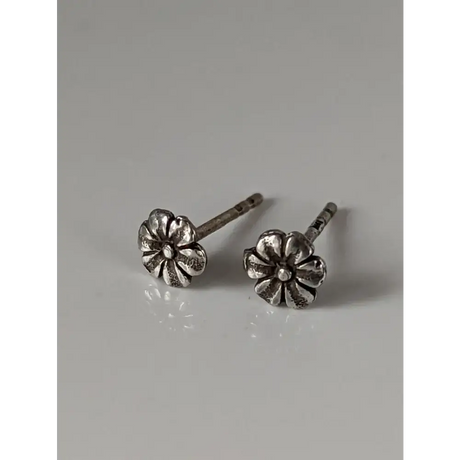 Silver Steed Flower Stud Earrings Earrings