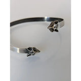 Silver steed fox sterling silver fox head bangle with polished metallic finish and detailed sculpted features