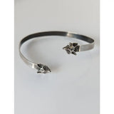 Silver steed fox sterling silver fox head bangle with polished finish and detailed sculpted features