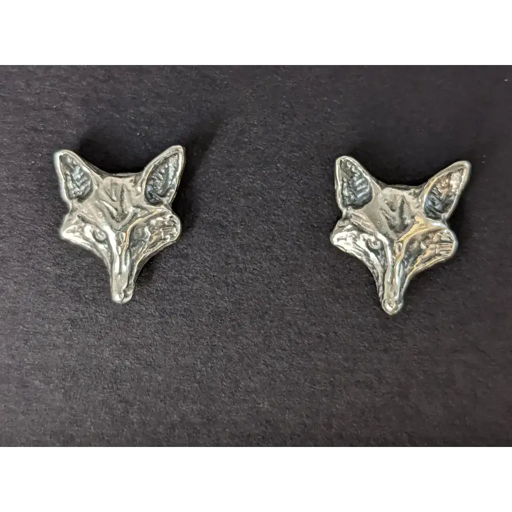 Silver Steed Fox Head Stud Earrings Earrings