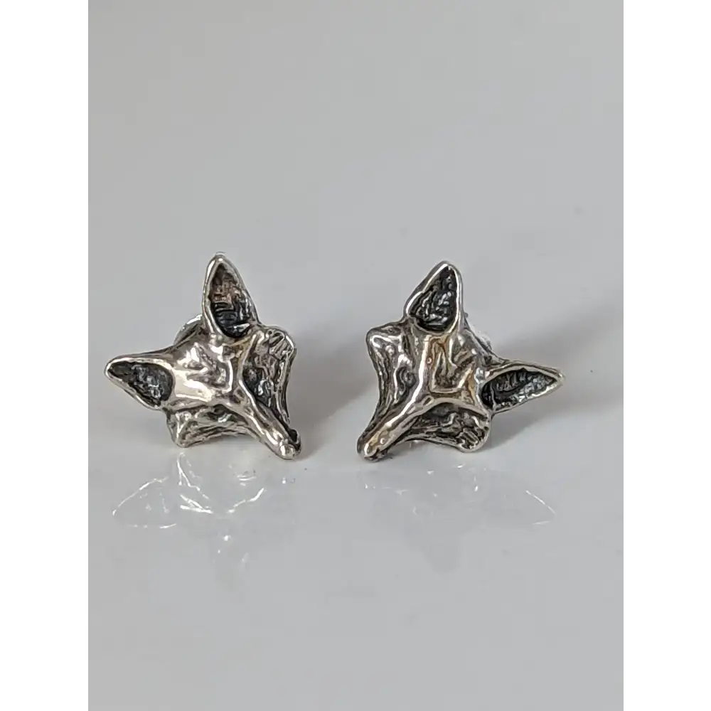 Silver Steed Fox Head Stud Earrings Earrings