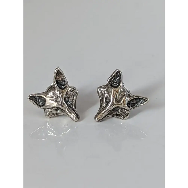 Silver Steed Fox Head Stud Earrings Earrings