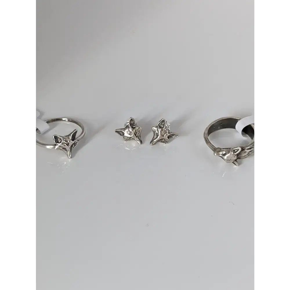 Silver Steed Fox Head Stud Earrings Earrings