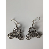 Silver Steed Frogs on Bikes Dropped Earrings Earrings