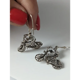 Silver Steed Frogs on Bikes Dropped Earrings Earrings