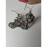 Silver Steed Frogs on Bikes Dropped Earrings Earrings