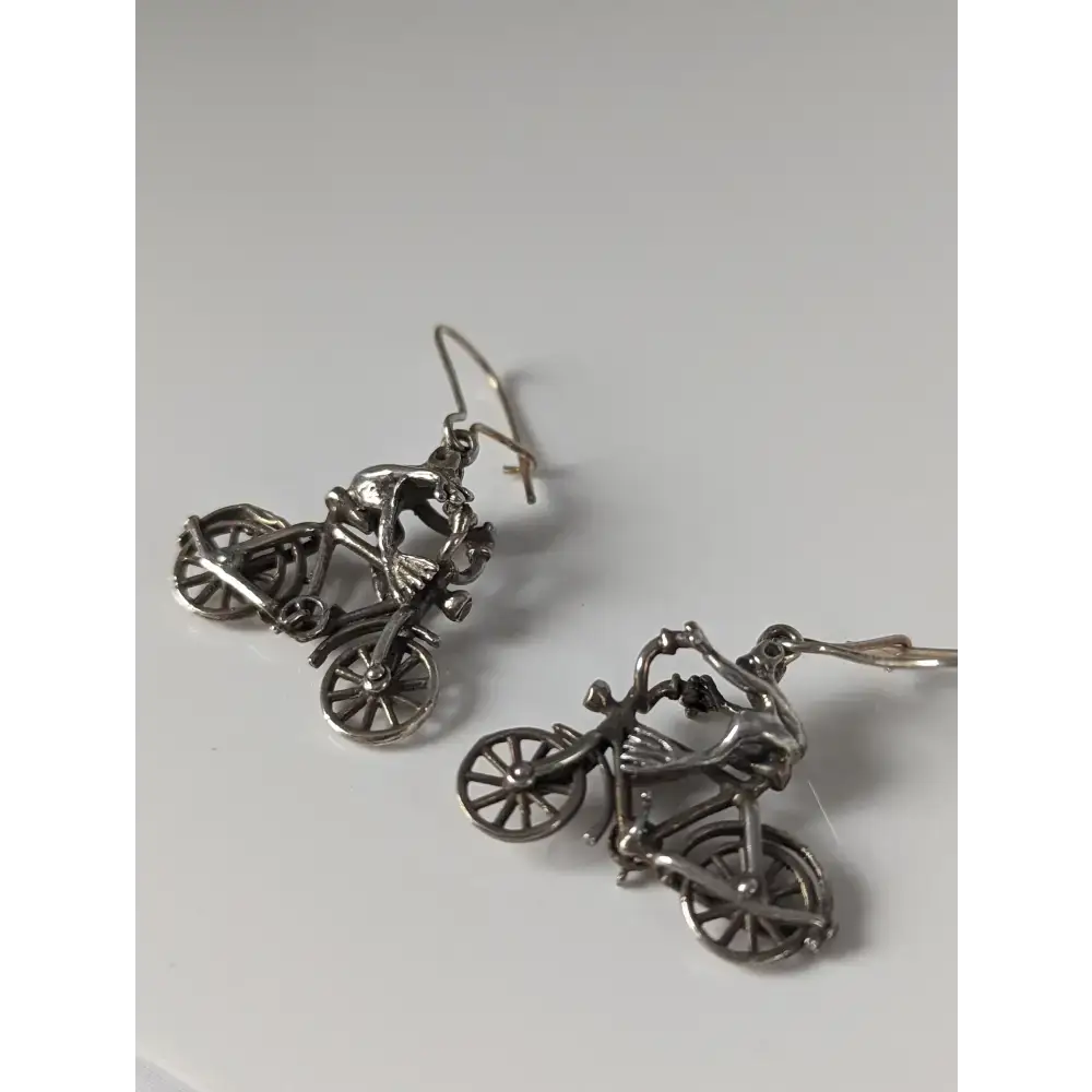 Silver Steed Frogs on Bikes Dropped Earrings Earrings