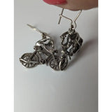 Silver steed frogs bikes dropped earrings in sterling silver with intricate detailing and polished finish