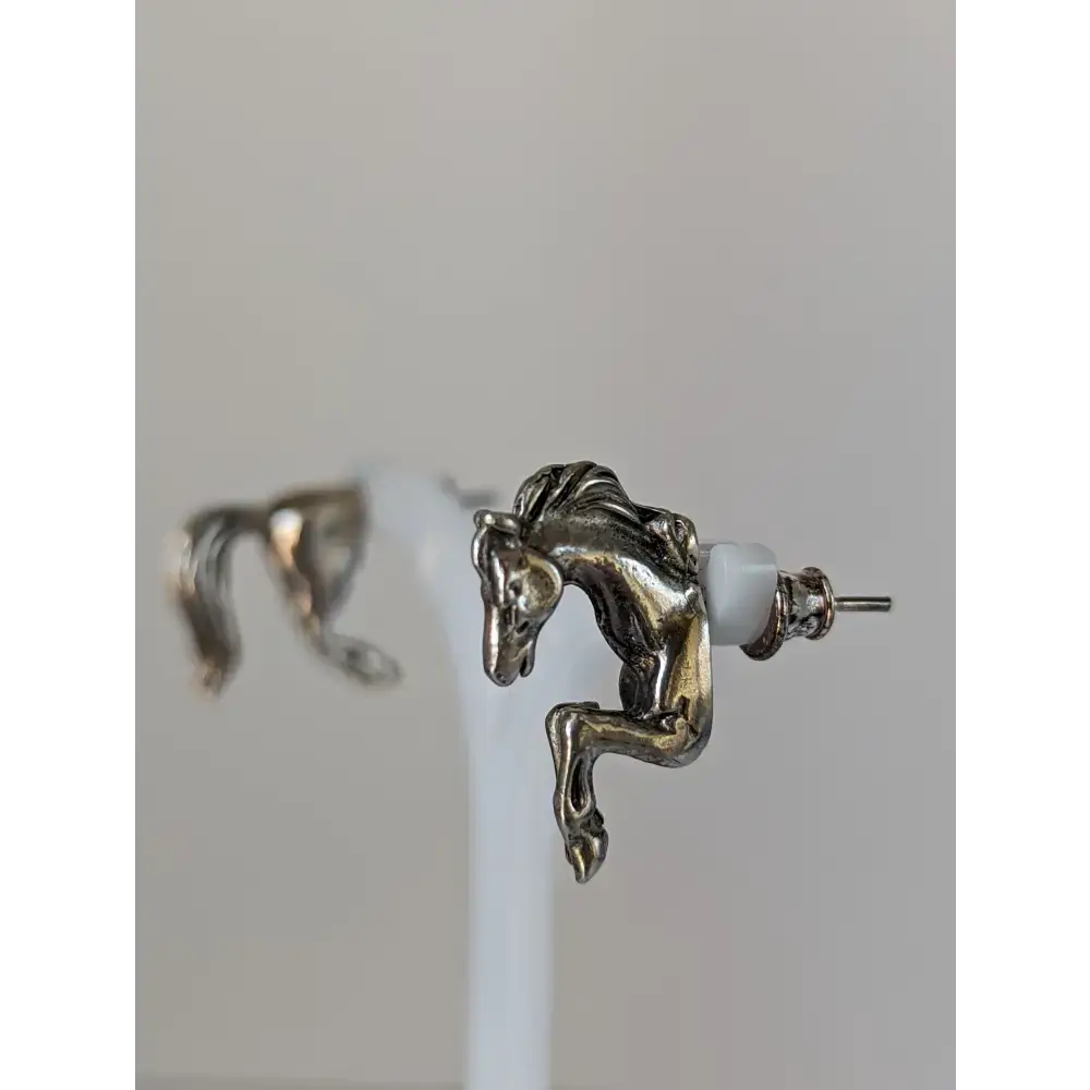 Silver Steed Front and Hind Horse Studs Earrings Earrings