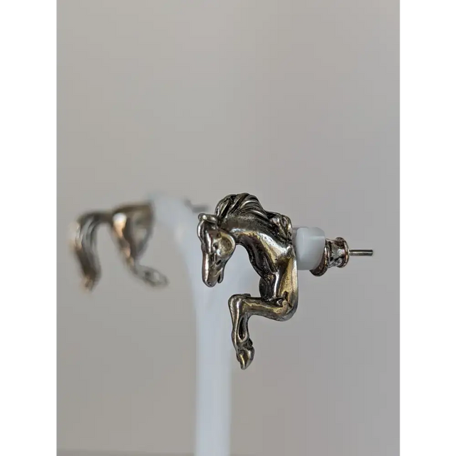 Silver Steed Front and Hind Horse Studs Earrings Earrings