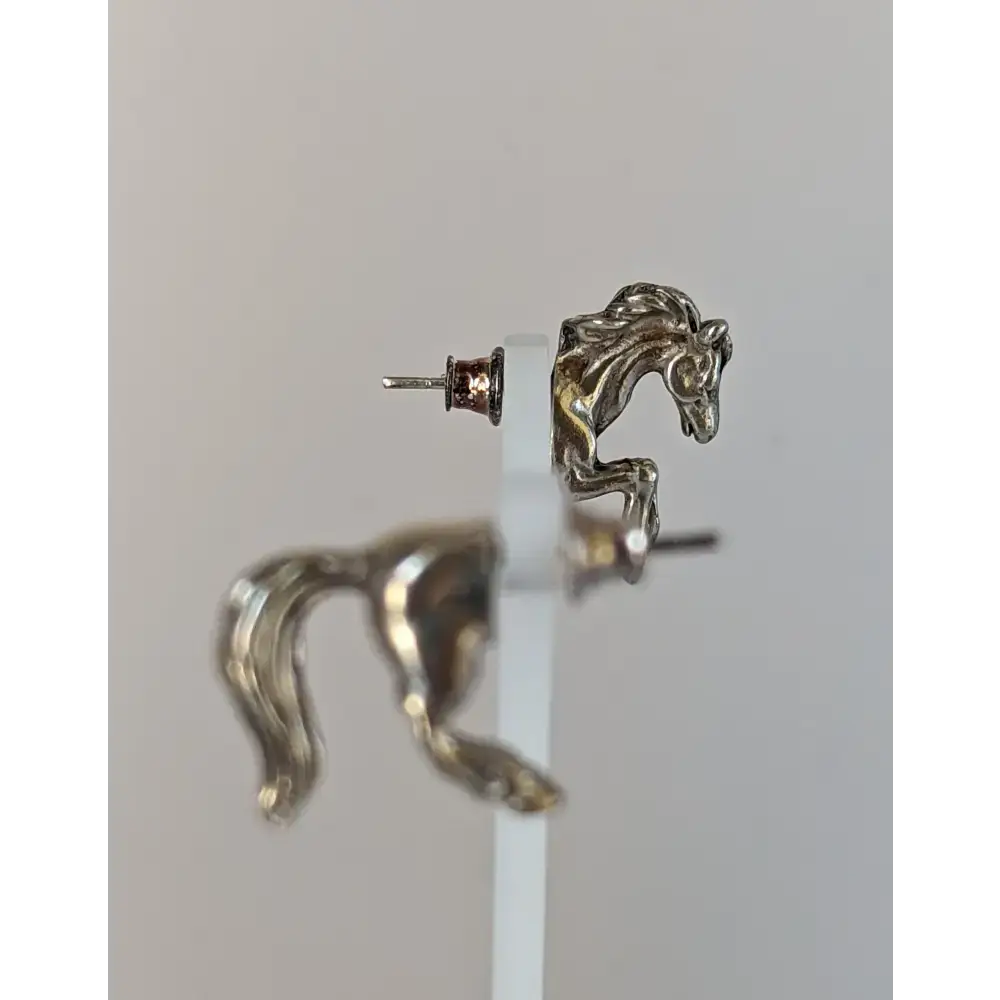 Silver Steed Front and Hind Horse Studs Earrings Earrings
