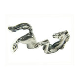 Silver steed horse studs earrings in polished silver with detailed front and hind horse sculpting design