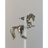 Silver steed horse studs earrings featuring polished silver front and hind horse studs with detailed sculpted design