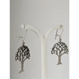 Silver steed fruit tree dangling earrings in sterling silver with intricate detailed branches and leaves