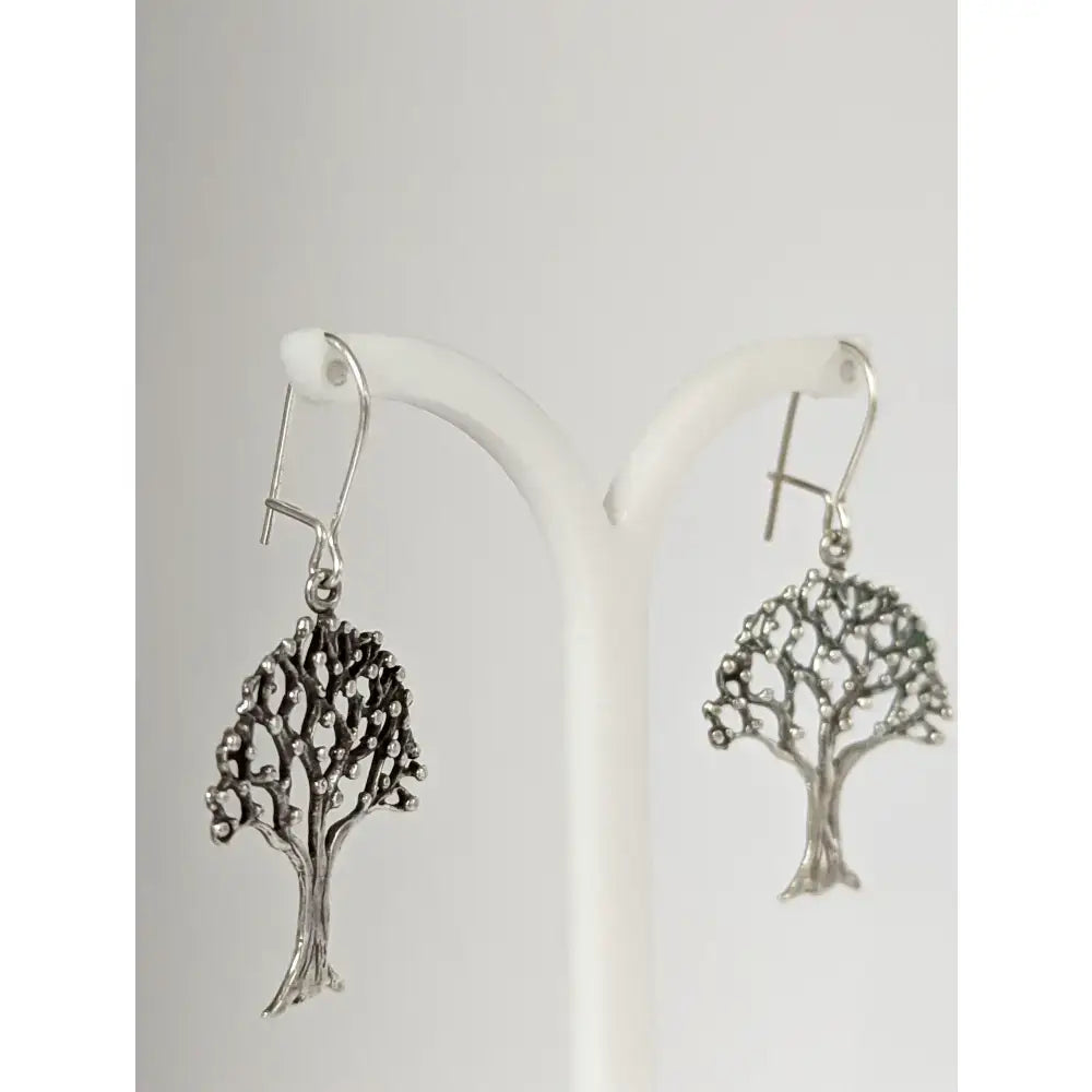 Silver steed fruit sterling silver tree dangling earrings with detailed branches and leaves for stylish looks