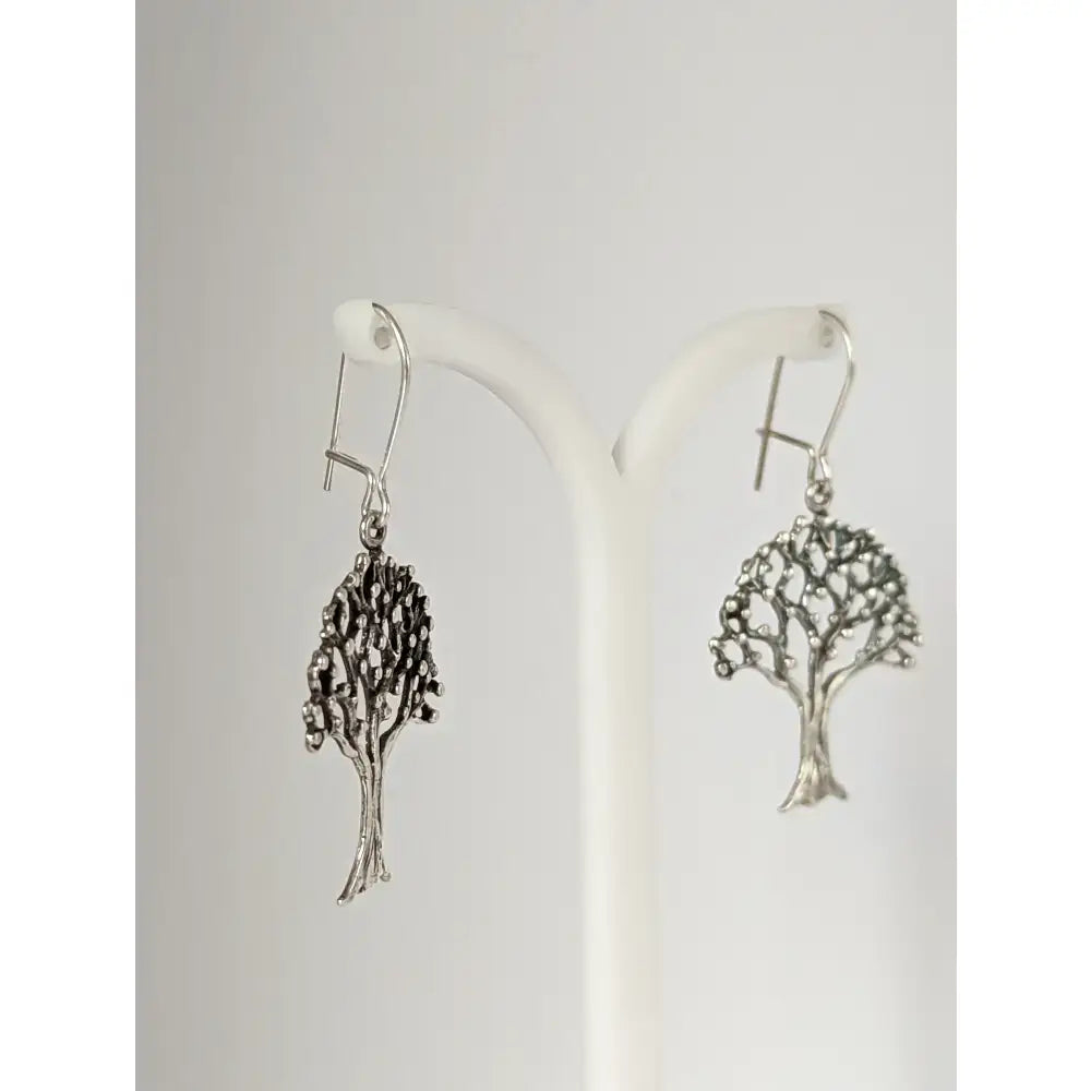 Silver steed fruit sterling silver tree dangling earrings with intricate branches and antiqued finish