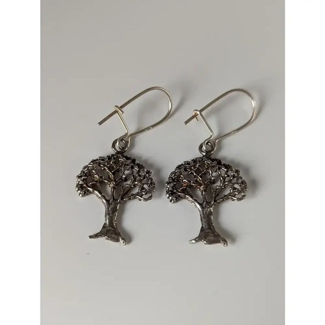 Silver steed fruit dropped earrings featuring silver steed fruit tree design with intricate filigree and hook closures
