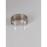 Silver steed galaxy adjustable silver band open-ended ring with engraved wing-like patterns on outer surface