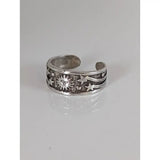 Silver steed galaxy adjustable silver band featuring a silver toe ring with embossed stars and sun design