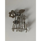 Silver steed garden silver brooch featuring a metal flower leaf and watering can perfect for horse lovers