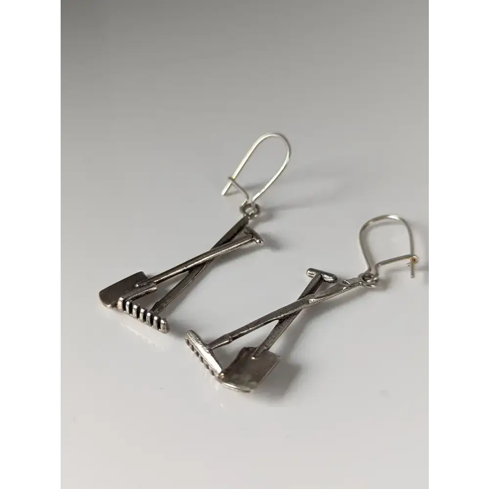 Silver Steed Gardening Tools Dropped Earrings Earrings