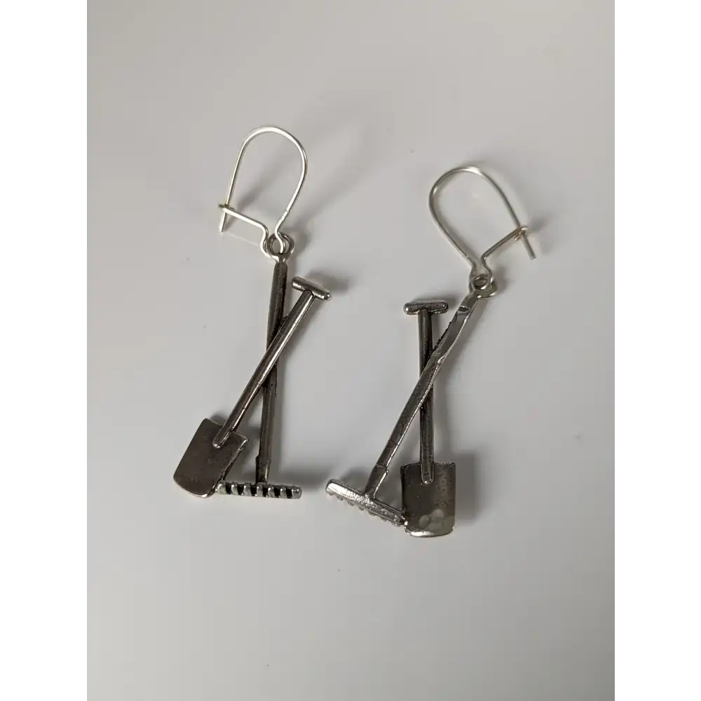 Silver Steed Gardening Tools Dropped Earrings Earrings