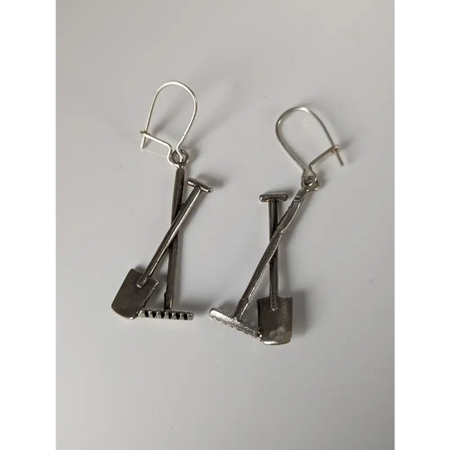 Silver Steed Gardening Tools Dropped Earrings Earrings
