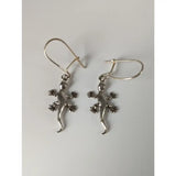 Silver steed gecko silver dropped earrings featuring a unique gecko design with detailed claws and tails