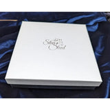 White square gift box with silver steed logo and horse silhouette perfect for silver steed gift boxes