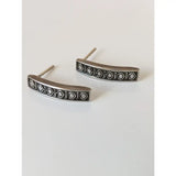 Silver steed greek motive stud earrings curved silver bars with geometric diamond and line patterns