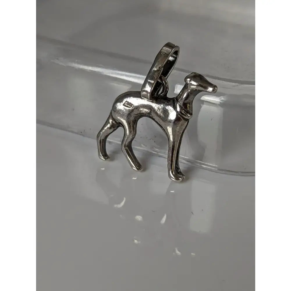 Silver steed greyhound finely crafted greyhound silver pendant with polished metallic finish and loop for hanging
