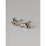 Silver Steed Hand and Foot Stud Earrings Earrings