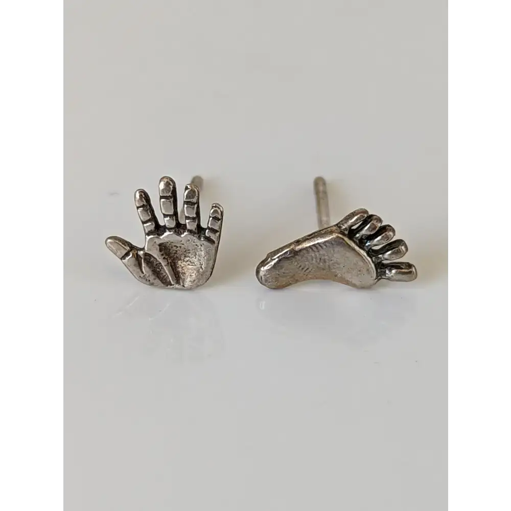 Silver Steed Hand and Foot Stud Earrings Earrings
