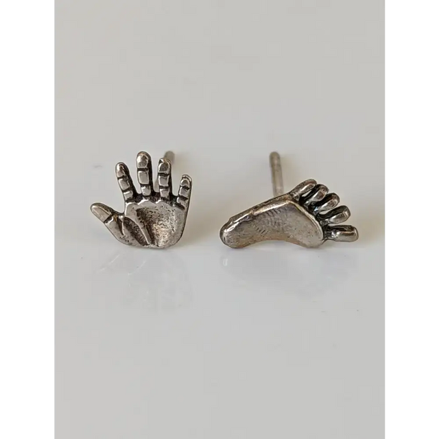 Silver Steed Hand and Foot Stud Earrings Earrings