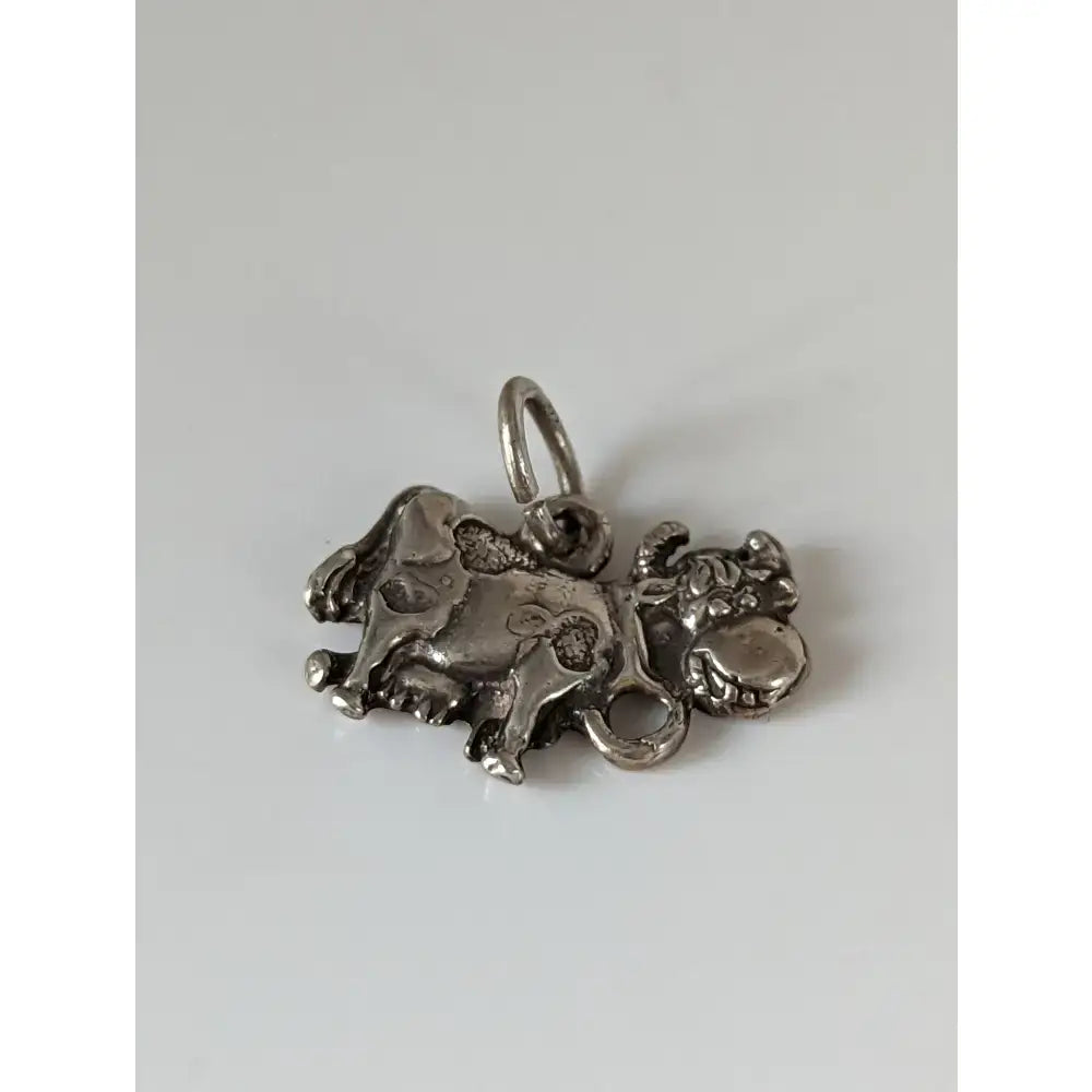 Silver steed happy cow silver pendant featuring a detailed silver pendant charm with a loop for easy attachment