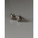 Silver steed happy sun stud earrings with smiling sun-shaped silver studs and radiating rays
