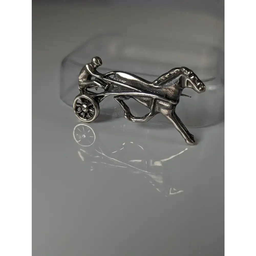 Silver Steed Harness Racing Trotter Horse Brooch / Stock Tie Pin Brooches