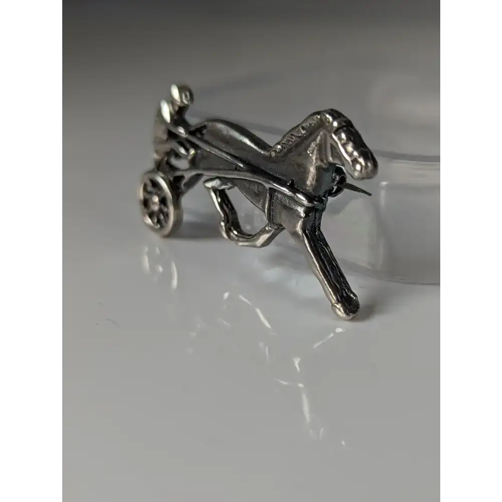 Silver Steed Harness Racing Trotter Horse Brooch / Stock Tie Pin Brooches