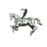 Silver steed haute equestrian pendant featuring a detailed galloping horse design with a polished silver finish