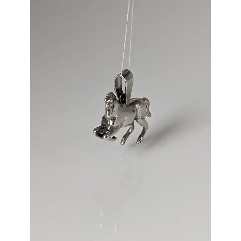 Silver steed haute ecole pendant featuring a polished silver horse with detailed sculpted features perfect as an equestrian pendant