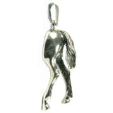 Silver steed hindquarters sterling silver pendant with detailed sculpted mane and polished metallic finish