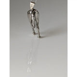 Silver steed hindquarters sterling silver pendant showing polished metallic horse hindquarters detail
