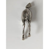 Silver steed hindquarters sterling silver pendant with detailed sculpted texture and triangular bail at the top