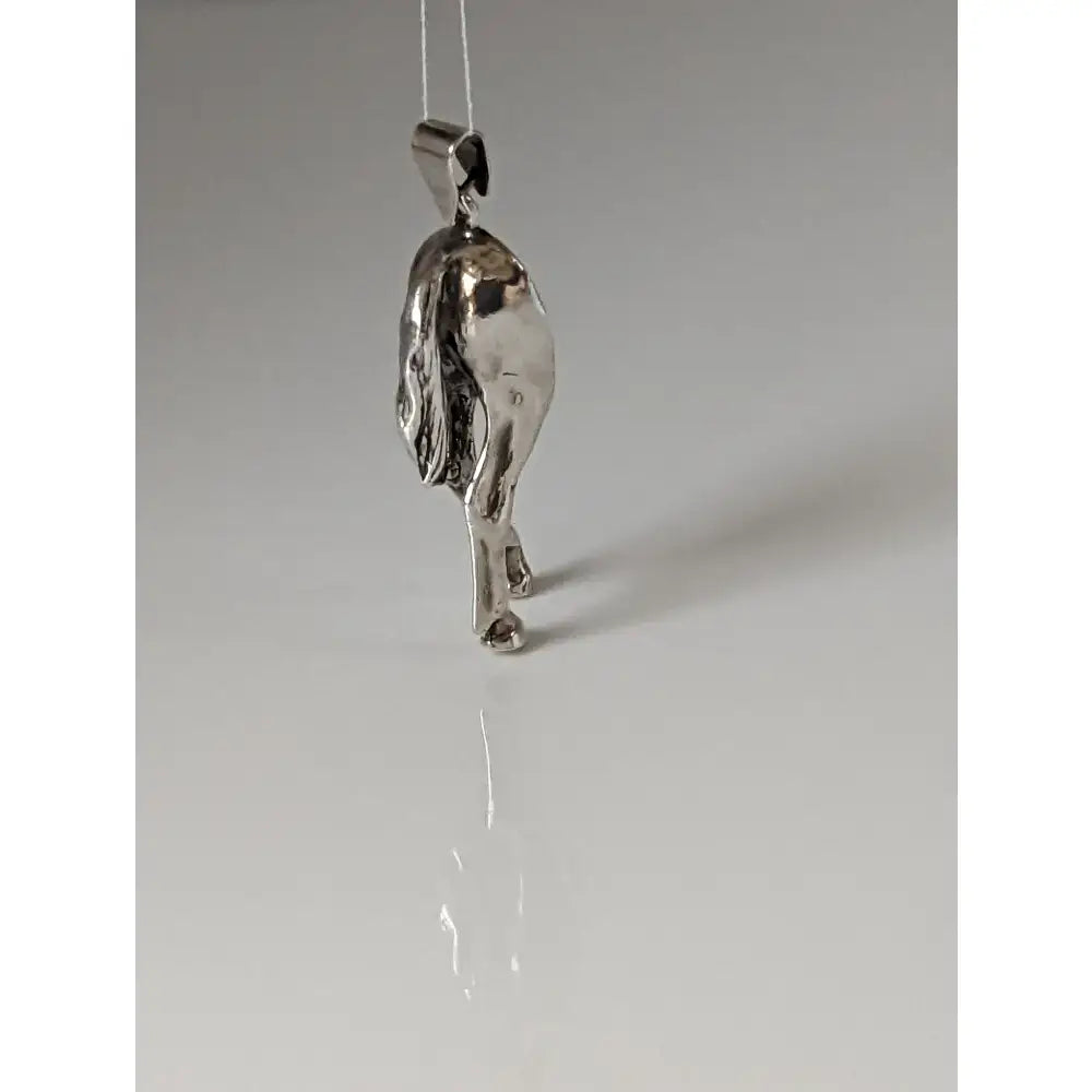 Silver steed hindquarters sterling silver pendant with polished finish and detailed sculpted mane design