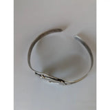Silver steed horse head bangle cuff bracelet with oxidized finish and simple open textured silver-toned metal design