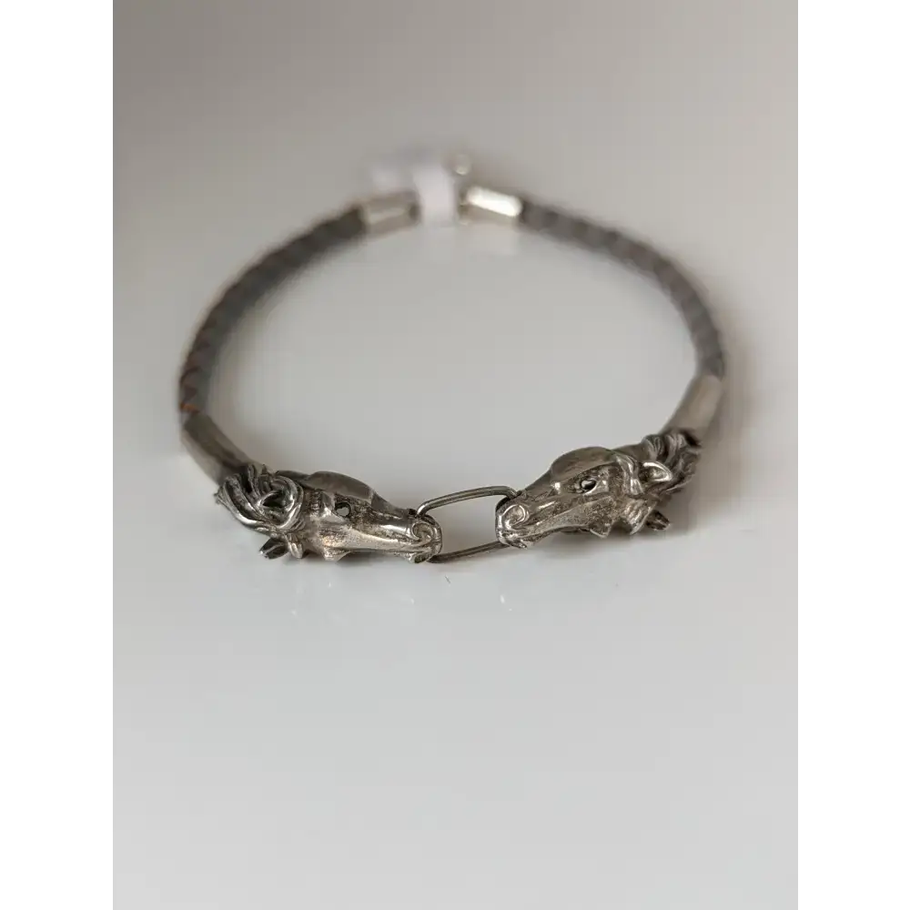 Silver Steed Horse Head Link Bracelet Grey 20cm Bracelets