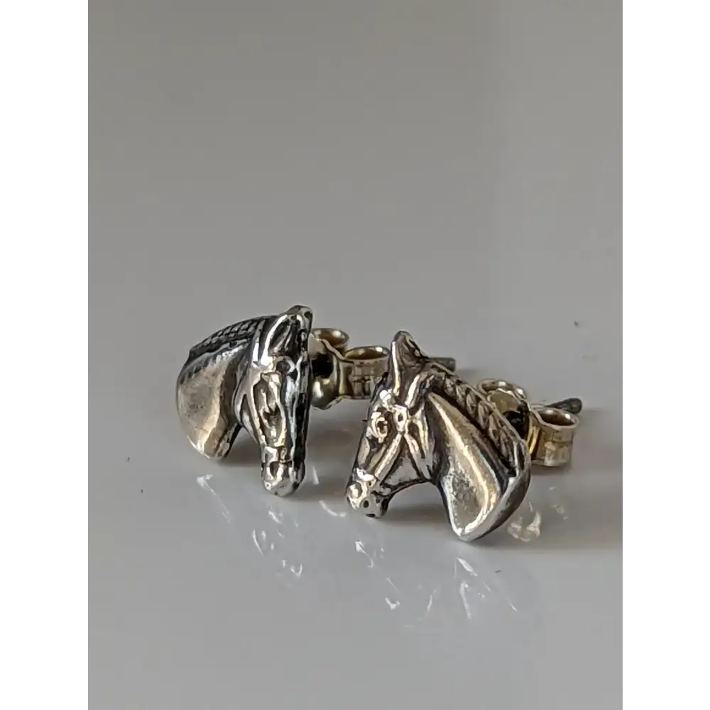 Silver Steed Horse Head Stud Earrings Earrings